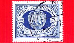 SAN MARINO - Usato - 1977 - Centenario Dei Primi Francobolli Di San Marino - 70 L. • Colli Di San Marino Entro Una - Used Stamps