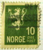 Norway 1926 Heraldic Lion 10ore - Used - Gebraucht