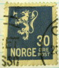 Norway 1937 Heraldic Lion 30ore - Used - Gebruikt