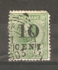 SURINAM - 1898 SURCHARGES 10c On 20c GREEN (HEAVY HINGE, BLUNT NE CORNER) SG 71 - Surinam ... - 1975