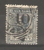 SURINAM - 1898 SURCHARGES 10c On 12-1/2c BLUE USED SG 69 - Suriname ... - 1975