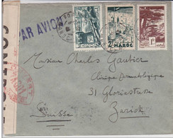 MAROC - 1942 - ENVELOPPE Par AVION => SUISSE - CENSURE FRANCAISE - Lettres & Documents