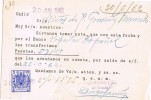 Tarjeta Privada CADIZ 1962, Timbre Movil En Factura - Fiscaux