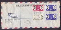 Bahamas On Her Majesty´s Service Registered NASSAU Label 1966 Mult Franked Cover To EATONTOWN New Jersey USA (2 Scans) - 1963-1973 Interne Autonomie