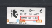 Ticket Stif - Carnet Tarif Réduit. (Voir Commentaires) - Europe