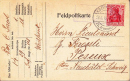 1915 - CARTE MILITAIRE (FELDPOSTKARTE) Du "FRONT De L'OUEST" Avec COMPLEMENT => SUISSE (PESEUX) - Feldpost (franchigia Postale)