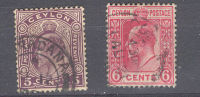 Ceylon - Ceylan  1908 Edward VII  5c And  6c  Wmk Mult Crown CA - Ceylan (...-1947)