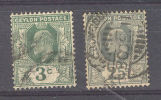 Ceylon - Ceylan  1910 -11 Edward VII 3c And  25c  Wmk Mult Crown CA - Ceylan (...-1947)