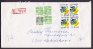 Denmark Registered Recommandée Einschreiben STEGE Label 1986 Cover 4-Block United Nations - Storia Postale