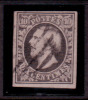 N°1, 10c Noir Très Bien Margé Obl Barres. TTB - 1852 Guillermo III