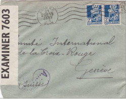 1943 - ENVELOPPE De ORAN Avec DOUBLE CENSURE ANGLAISE + ALLEMANDE Pour La SUISSE - Lettres & Documents
