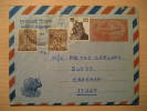 Khammam 1976 To Carrara Italy Italia 3 Stamp On Rhino Rhinoceros Aerogramme Aerogram Air Mail INDIA Inde Indien - Aerogrammi