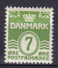 Denmark 1938 Mi. 245 X     7 Ø Numbers And Waves Wellenlinien MH* - Neufs