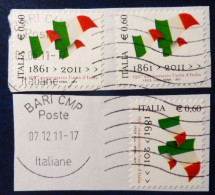 2011 Nr 3212 150º Anniversario Dell'unità D'Italia AUTOADESIVO Usati Perfetti 3 Valori 0.60 € ITALY - Vedi Foto - 2011-20: Oblitérés