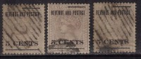 Ceylon Used 1885, T25 POSTAGE AND REVENUE, 3 Diff., Shades,  Surcharge 5 CENTS On 8c Lilac - Ceylan (...-1947)