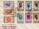 LETTRE COTE D´IVOIRE  /BELLE OBLITERATION 1er JOUR  :MASQUES /SERIE DE TIMBRES  DE MASQUES COMPLETE/SUPER - Costa D'Avorio (1960-...)