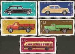 USSR Russia 1976 History Soviet Auto Industry Transport Trucks Cars Truck Car Motor Bus Industry Stamps MNH Mi 4473-4477 - Camiones