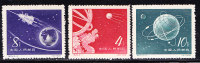 T)1958,CHINA,SET(3),ANNIVERSARY OF FIRST EARTH SATELLITE LAUNCHED BY THE URSS,SCN 379-381. - Nuovi