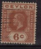 Ceylon Used 1912, Wmk Crown CA, KGV 6c - Ceylan (...-1947)