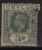 Ceylon Used 1921, Wmk Script CA,  KGV  3c Green - Ceylon (...-1947)