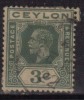 Ceylon Used 1921, Wmk Script CA,  KGV  3c Green - Ceylan (...-1947)