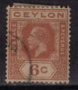Ceylon Used 1921, Wmk Script CA,  KGV  6c Caramine Red - Ceylan (...-1947)