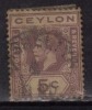 Ceylon Used  1921, Wmk Scirpt CA, KGV 5c Bright Magenta - Ceylan (...-1947)