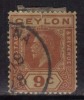 Ceylon Used  1922, Wmk Scirpt CA, KGV 9c Red On Yellow, As Scan - Ceylon (...-1947)