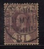 Ceylon Used 1912, Wmk Crown CA, KG V  R1/- Purple - Ceylan (...-1947)