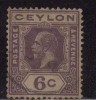 Ceylon Used 1922, Wmk Script CA, KG V  6c Voilet - Ceylon (...-1947)
