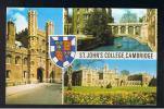 RB 838 - J. Salmon Multiview Postcard - St John's College Cambridge & Shield Coat Of Arms - Cambridge