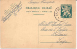 Entier Postal 1945 Départ De Paturages Lion Héraldique Orné D'un Grand V - Tarjetas 1934-1951