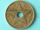 1911 - 20 CENT / KM 19 ( Uncleaned - For Grade, Please See Photo ) ! - 1910-1934: Albert I