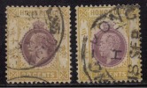 Hong Kong Used  1921, Multi Script, 2 Diff., Shades, (SG127&127a),30c Purple & Orange-Yellow & Purple And Ch - Usados