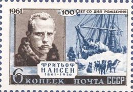 USSR Russia 1961 Nansen 100th Birth Norwegian Explorer Norway Famous People Portrait Polar Ship Stamp MNH Michel 2570 - Sammlungen