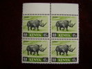 KENYA 1966 WILDLIFE Definitive Postcard Value SIXTY FIVE Cents In Block Of FOUR MNH. - Kenia (1963-...)