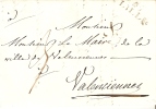 Precurseur LAC 31-05-1820 Manuscrit De Lille A Valenciennes Port 3 Marque Lineaire 57 Lille 27X11 - 1801-1848: Précurseurs XIX