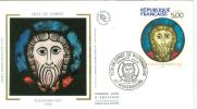 FRANCE ENV FDC 1° JOUR TETE DE CHRIST DE WISSEMBOURG 1990 - Glasses & Stained-Glasses