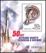 Russia 2011 First Space Flight 50th Anniversary Spaceman Yuri Gagarin Famous People Rocket Stamp MNH Michel BL145 (1770) - Verzamelingen