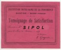 Témoignage De Satisfaction Accordé à ... Mai 1919 Institution Notre Dame De La Providence ST Dié - Bains 88 Signé Gegoux - Diplômes & Bulletins Scolaires