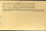Briefkaart - Carte Lettre - Pub. Reclame Arthur Gallez - Mahieu - Paturages - Sonstige & Ohne Zuordnung