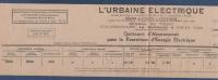 FACTURE L'URBAINE ELECTRIQUE - RESEAU DE TOUCY - LA MALADRERIE A TOUCY YONNE - 1938 - Elektriciteit En Gas