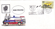 POLICE DAY, POLICE CARS, CRIMINAL LABORATORY, 1993, SPECIAL COVER, OBLITERATION CONCORDANTE, ROMANIA - Police - Gendarmerie