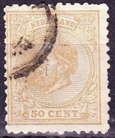 1872 Koning Willem III 50 Cent Geelbruin Tanding 11½ X 12  NVPH 27 J - Gebruikt