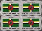 UNO Flagge Dominica 1982 New York 403, 4-Block Plus Kleinbogen ** 6€ Vereinte Nationen Sheetlet Of UN Flag Of Caribic - Dominique (1978-...)