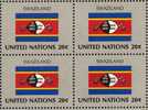 UNO Flagge Swasiland 1982 New York 406, 4-Block Plus Kleinbogen ** 6€ Vereinte Nationen Sheetlet Of UN Flag Of Africa - Swaziland (1968-...)