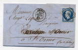 Lettre  17-9-1851 Yvert 14 Pc 65  Amiens  Variete Repertorié Point Blanc Tête  Sou R - 1853-1860 Napoléon III.