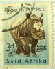South Africa 1954 Wild Animals Rhinoceros 3d - Used - Otros & Sin Clasificación