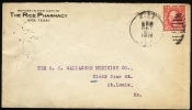 1918 USA Cover. Pharmacy, Druggist, Pharmaceutics, Chemist. The Rice Pharmacy, Texas. PeÄ. Rice Oc.2.1918(Zb05042) - Farmacia