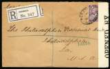 1918 Great Britain, England. Registered Letter, Cover Sent To USA. Censorship.  (O12001) - Briefe U. Dokumente